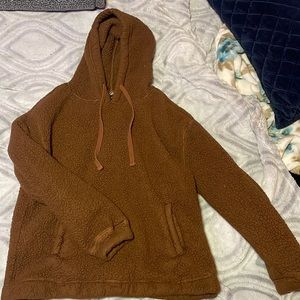 brown fuzzy hoodie